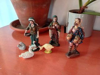 Figuras Belén: Pastor, Mujer y Animales