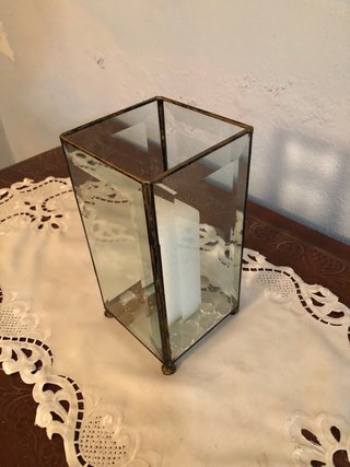 Farol Portavelas de Cristal y Metal