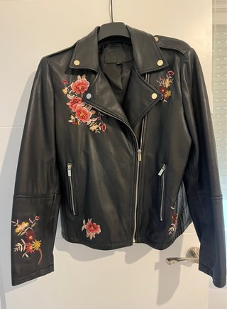 Cazadora Piel Cortefiel Bordada Talla XL