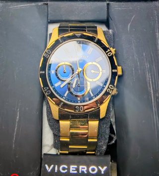Reloj Viceroy Dorado Esfera Azul Cronógrafo