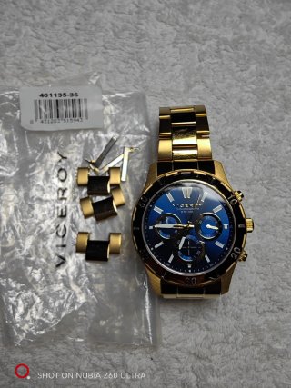Reloj Viceroy Dorado Esfera Azul Cronógrafo
