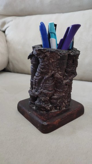 Lapicero artesanal tronco madera