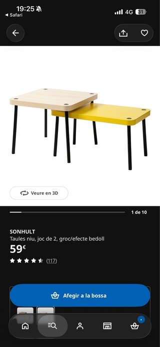 Mesas Nido IKEA SONHULT Madera y Amarillas