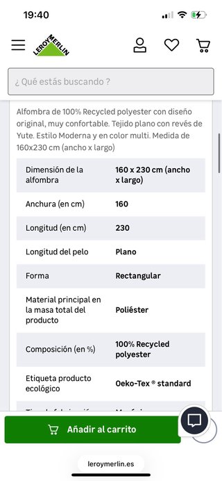 Alfombra 160x230 cm Leroy Merlin