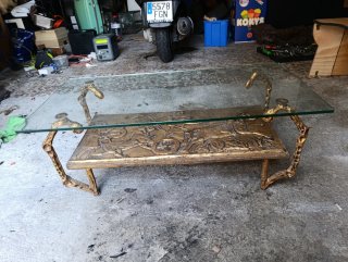 Mesa de Centro Antigua de Hierro forjado y Cristal