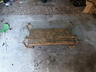 Mesa de Centro Antigua de Hierro forjado y Cristal