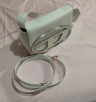 Borsa Diesel bianca e argentata