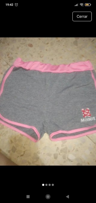 Shorts de chica Disney Minnie gris y rosa