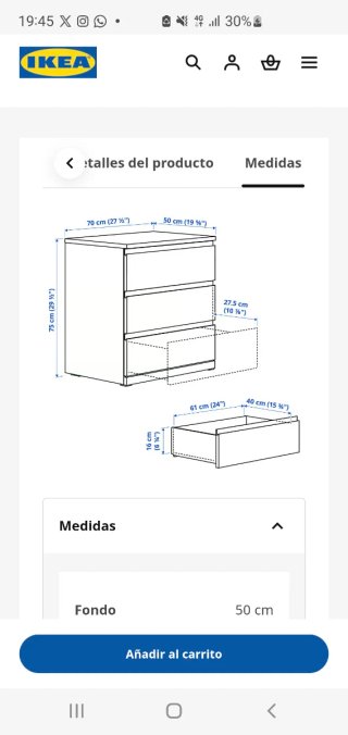 Mueble cómoda 3 cajones STORKLINTA IKEA