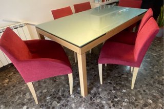 Mesa de Comedor de Madera y Cristal 90*160*76alto