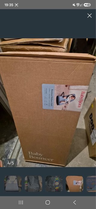 Hamaca BabyBjörn gris y azul Funda trasporte
