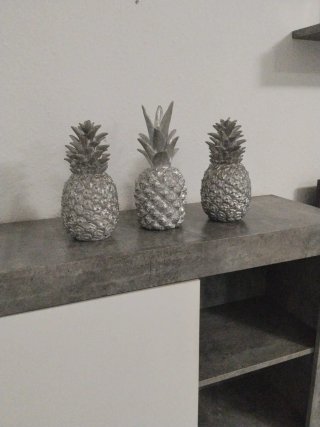 Set 3 Piñas Decorativas Metal Plateado