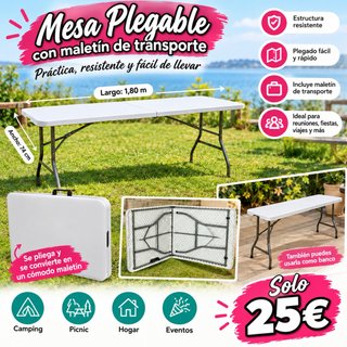 Tavolo pieghevole 1,80m con valigetta