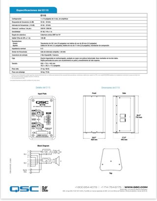 Altavoces QSC E-115 Pasivos Negros