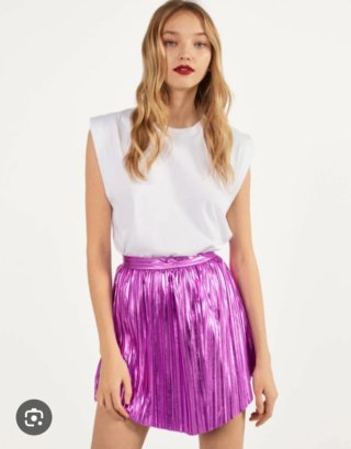 Falda rosa brillante Bershka