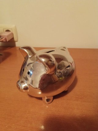 Hucha de Cerdito de Porcelana Plateada