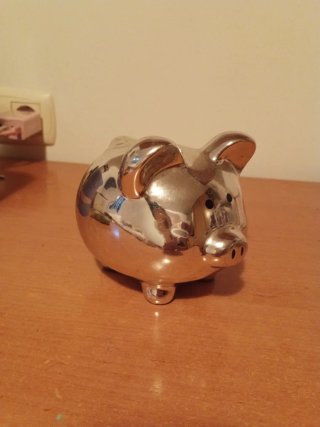 Hucha de Cerdito de Porcelana Plateada