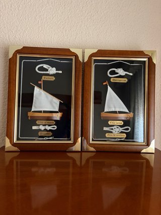 2 Cuadros Náuticos Marinos Madera y Metal