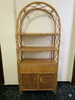 Estantería de Mimbre y Ratán con Cajón y puertas