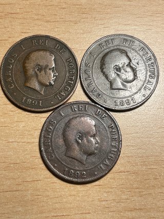 Lote de 3 monedas de 20 Reis de Portugal