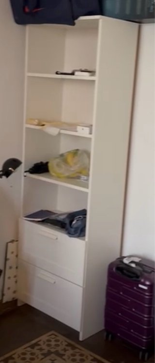 Mueble blanco estanterías y 2 cajones