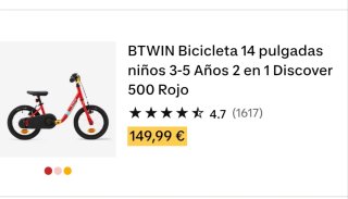 Bicicleta Infantil Roja (3-5 años)