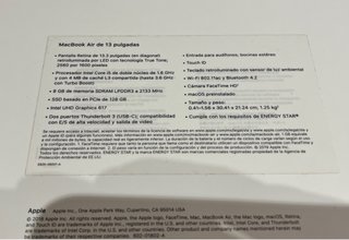 MacBook Air 13” 128 GB de 2019 (sin cargador)