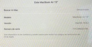 MacBook Air 13” 128 GB de 2019 (sin cargador)