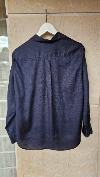 Camisa Uniqlo 100% Lino Azul Talla M mujer