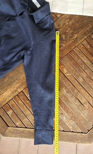 Camisa Uniqlo 100% Lino Azul Talla M mujer