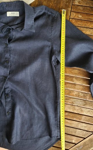 Camisa Uniqlo 100% Lino Azul Talla M mujer