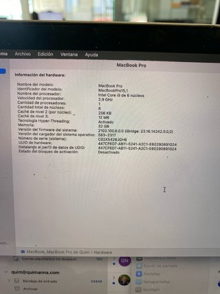 MacBook Pro 15” i9 32GB RAM 500GB SSD