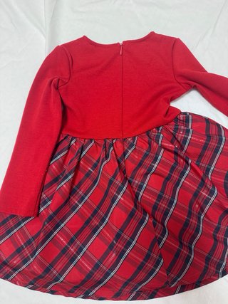 Vestido niña cuadros rojo manga larga