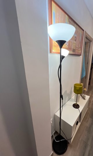 Lámpara de pie negra 2 luces