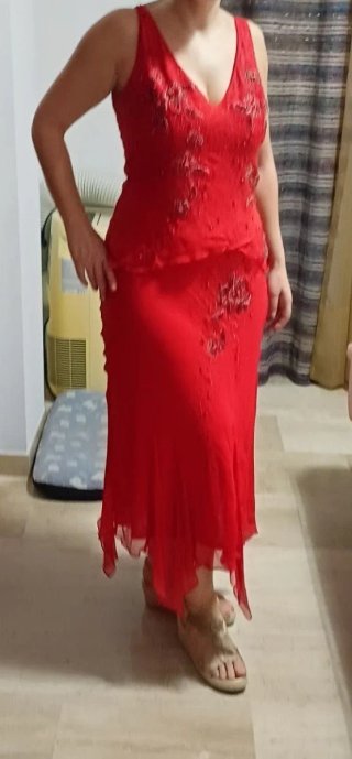 Conjunto de Fiesta Rojo Top y Falda