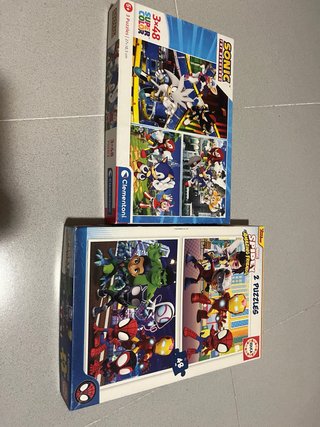 Set de 3 Puzzles Sonic Clementoni y Spiderman