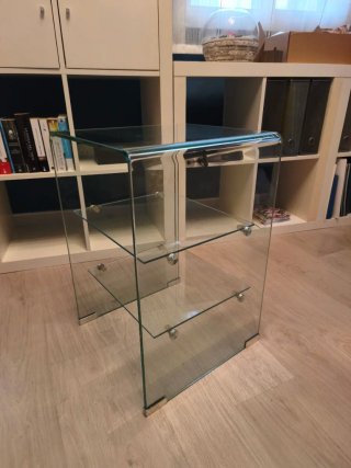 Mesa Auxiliar de Cristal Templado Curvado