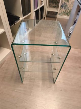 Mesa Auxiliar de Cristal Templado Curvado