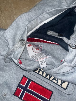 Sudadera Geographical Norway gris capucha