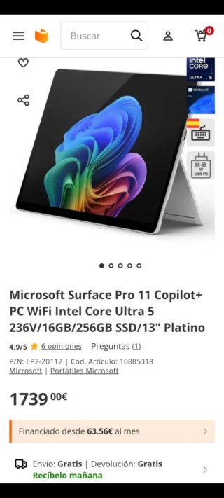 Microsoft Surface Pro 11 Ultra 5 236V 16Gb 1Tb ssd