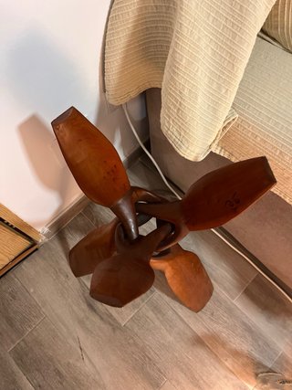 Mesa Auxiliar Redonda Madera Artesanal