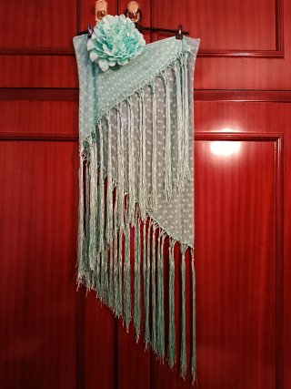 Mantón plumeti y Flor Verde Agua o Turquesa