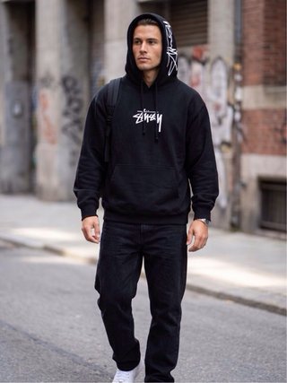 Sudadera Stussy Negra Talla M Logo Blanco