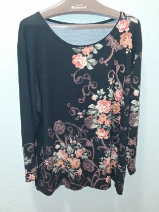 Top Elenamiro Negro Estampado Flores