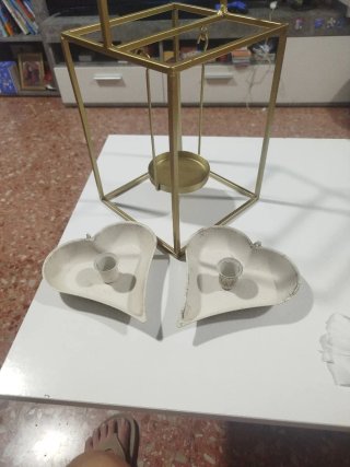 Pack 3 Candelabros 2 Corazónes Blanco y uno grande