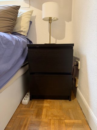 Comodino IKEA MALM 2 cassetti nero-marrone