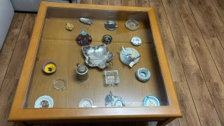 Mesa de centro de salón madera y cristal