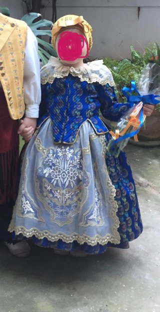 Traje Fallera Niña 3-5 años azul y dorado