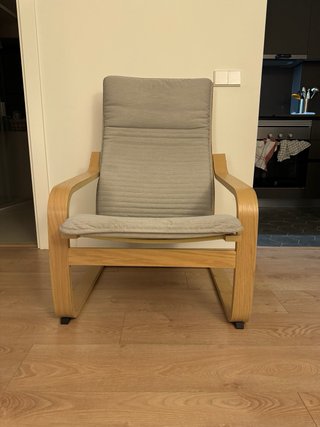 Sillón Poäng Ikea Madera y Tela gris