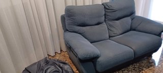 Conjunto Sofás 3 y 2 plazas azul tela